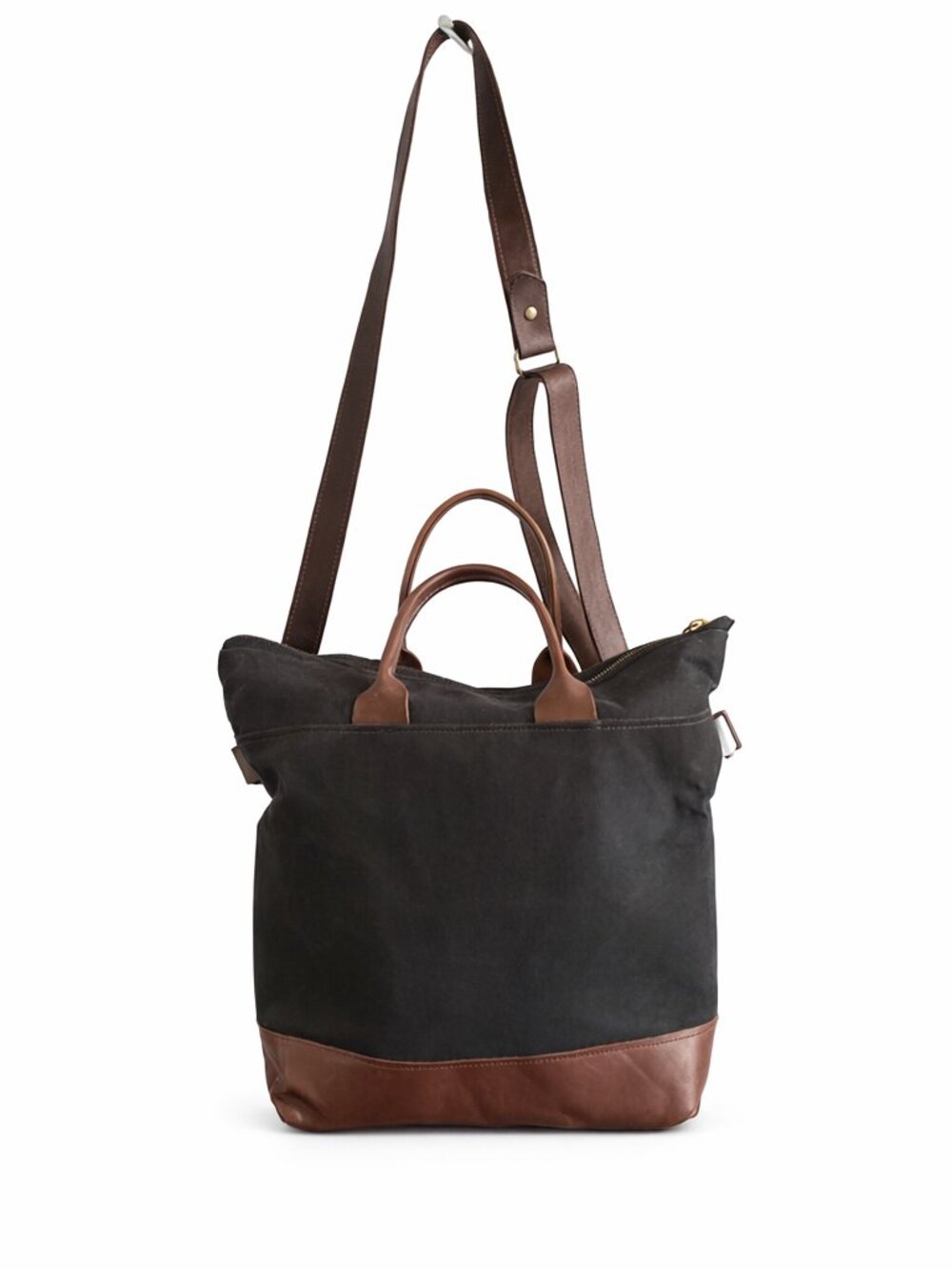 R. Riveter Canvas & Leather Shoulder Bag/ Handmade USA/Classic Black & Brown